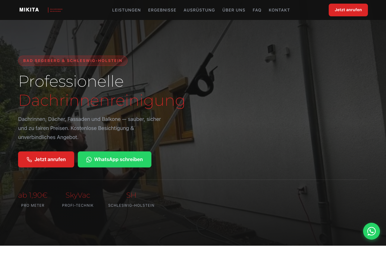 Mikita Dachrinnenreinigung strona internetowa