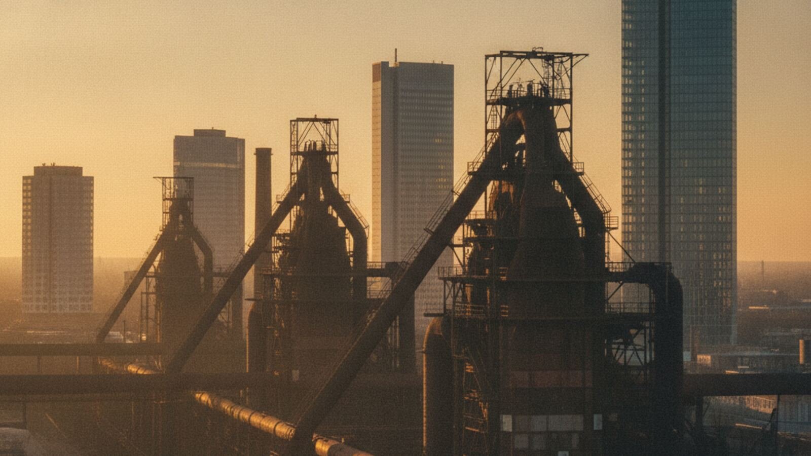 Dortmunder Industriekulisse im warmen Abendlicht
