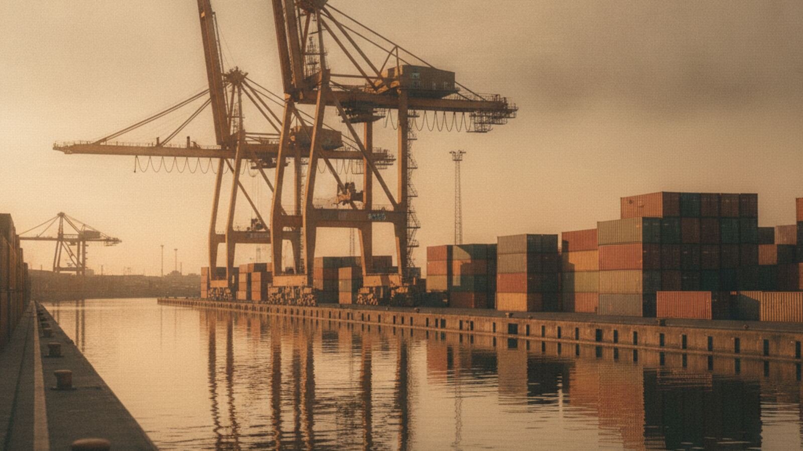 Duisburger Hafen mit Kränen und Containern