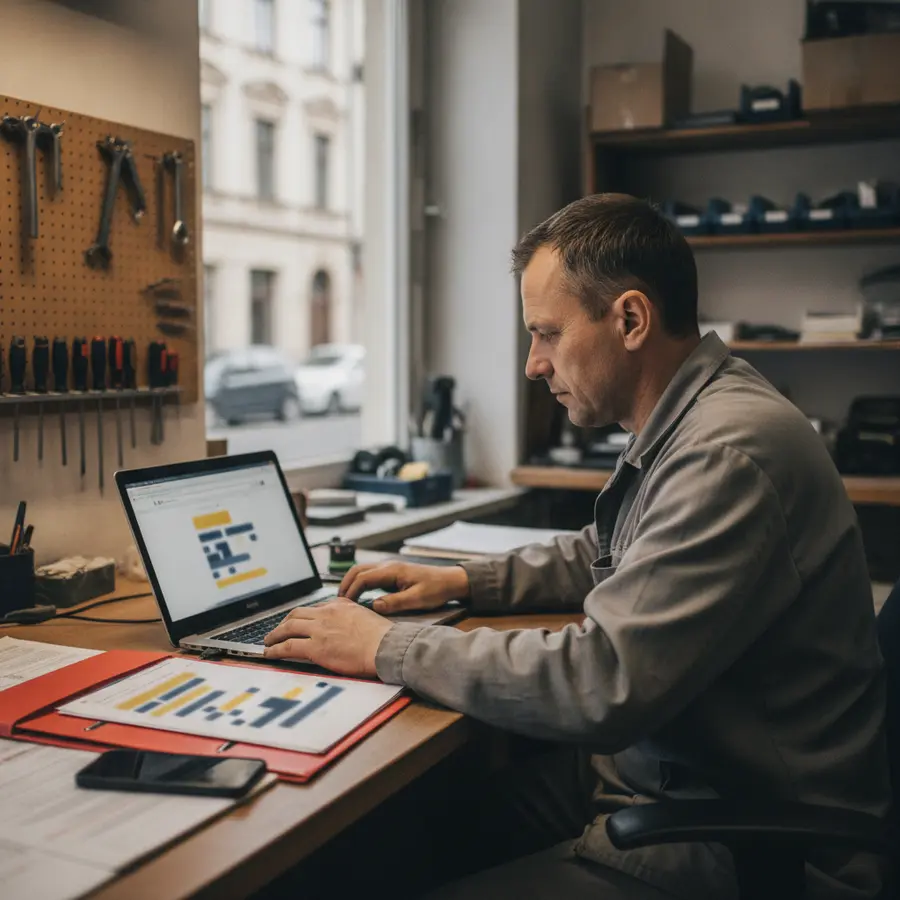 Właściciel firmy usługowej w Niemczech planuje stronę WWW i widoczność w Google.